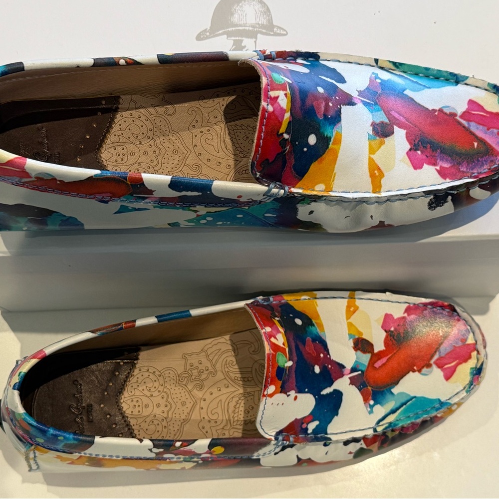 Robert Graham Leather Splatter Print Men's Loafers NWT - Picture 2 of 9